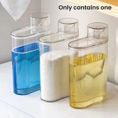 TKOWTB Transparent Laundry Detergent Dispenser Bottle Sealed Tank for Detergent Powder Laundry Room