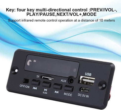 Ejoyous MP3 MP3 2x3W Bluetooth Decoder Board, Decoder Module Digital Display Amplifier Player Module Black Supplies