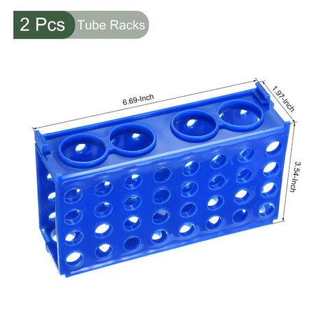YOKIVE 2Pcs Tube Rack, 4 Ways Polypropylene Test Tube Rack Holder | Great for 0.5ml, 1.5ml, 1.8ml, 10ml, 15ml, 50ml Lab Test Tube(Blue, 80-Sockets)