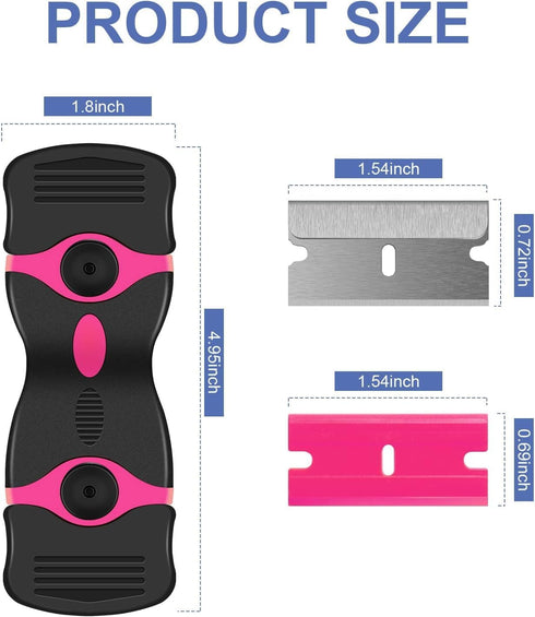 DEKEones Razor Blade Scraper, Double Edged Tool with 10 Razor Blades, Paint Scraper for Glass, Decals, and Stickers