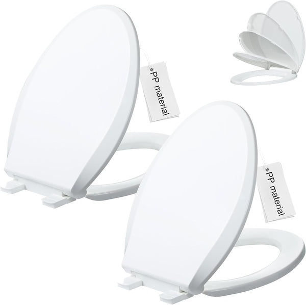 Angol Shiold 2-Pack Elongated Toilet Seat Soft Close & Quick Release, White