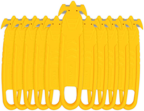 Safety Box Cutter with Stainless Steel Blade, Safety Utility Cutter for Carton and Package, 10pcs