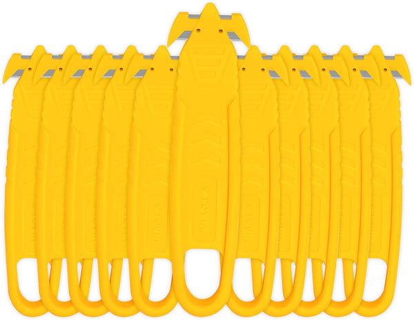 Safety Box Cutter with Stainless Steel Blade, Safety Utility Cutter for Carton and Package, 10pcs