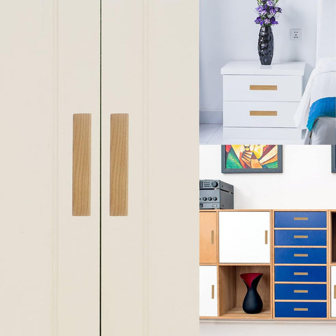 4PCS Closet 96mm/3.8''Hole Wooden Pull Handle, Solid Wood Dresser Wardrobe Door Pull,Cupboard Cabinet Bedside Table