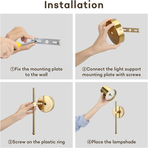 Set Dimmable LIGHTESS Battery Operated Wall Sconce of Two with Touch and Remote Control, Rechargeable Wall Lights