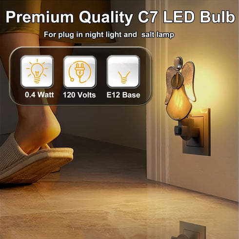 ZwwYvv Bulbs,C7 0.4 Bulbs White,12 Pack 4 Bulb) LED Night Light Watt Decorative Light for Window Candles/String