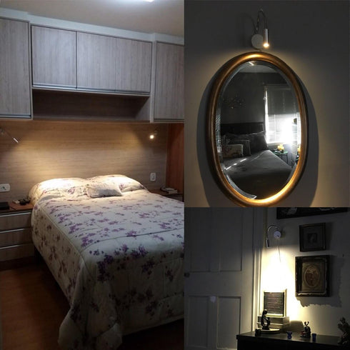 WeFoonLo 3W (01 Wall Mounted Reading Light Flexible Gooseneck LED Sconce Lamp with Plug & Switch for Bedroom, Office