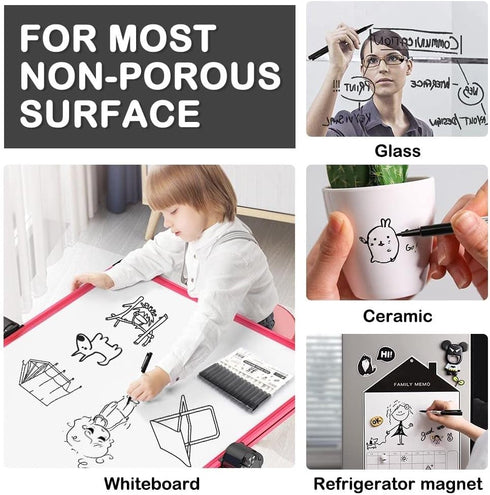 Shuttle Art Ultra Fine Dry Erase Markers, 15 Pack Black Markers for Writing on Whiteboards, Dry-Erase Boards, Mirrors