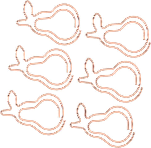Pear Paper Clips 100pcs, Cute Rose Gold Fruit Design for Office School Paper Files