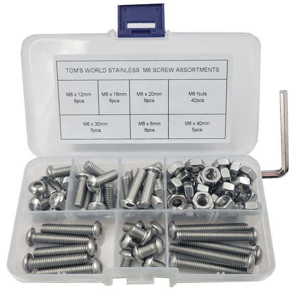 84Pcs M6 Hex Pan Head Cap Bolts Nuts Screws Assortment Set - 304 Stainless Steel Allen Socket Drive (84PCS M6)