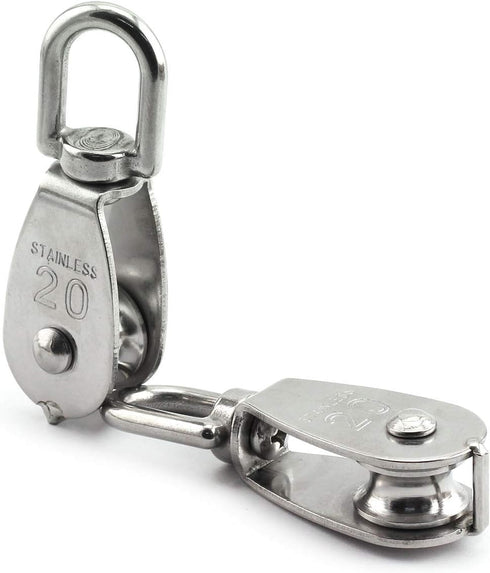 3-Pack M20 Single Pulley Block Heavy Duty Stainless Steel Hardware, Fixed Pulley for Wire Rope Loading 75kg