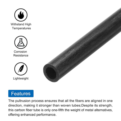 uxcell 4Pcs Carbon Fiber Tube 200mm, 2.5 x 4mm Pultruded Tubing for RC Airplane, Kite Wing, Quadcopter Arm