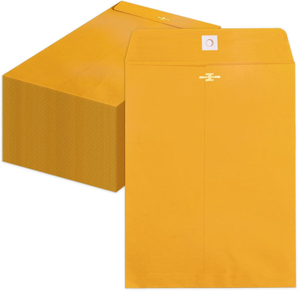 Clasp Envelopes 10x13, 100 Pack Goefun Manilla Envelopes, Heavy Kraft Paper, Brown Yellow Large Mailing