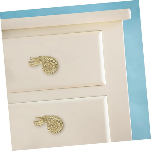 OUNONA Drawer Knob Solid Brass Nautilus Shape Door Knob Unique Retro Brass Cabinet Handle for Drawers Cabinets