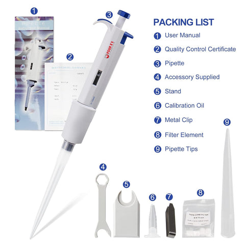 10mL Micropipette, 1-10mL Lab Single Channel Micro Pipettes, Adjustable Volume for Laboratory Use