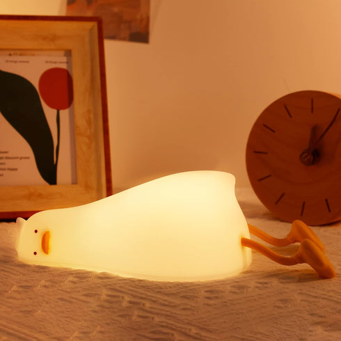 Dimmer Anywin Lying Flat Duck Night Light, Cute Light Up Duck Soft Silicone Nursery Night Lamp with Touch Control