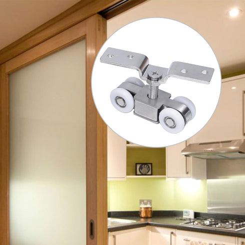 2pcs 4-Wheel Stainless Steel Hanging Wheel for Sliding Doors in Halls and Kitchen Cabinets