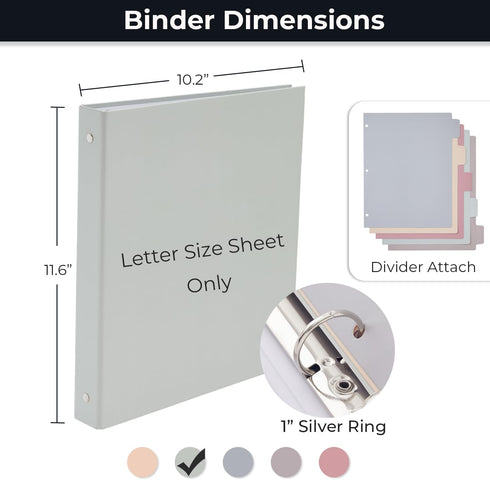Y YOMA Colored 1 Pack 3 Ring Binder, 1 inch Pocket Binder with 5 Tab Dividers for Home School Office Supplies