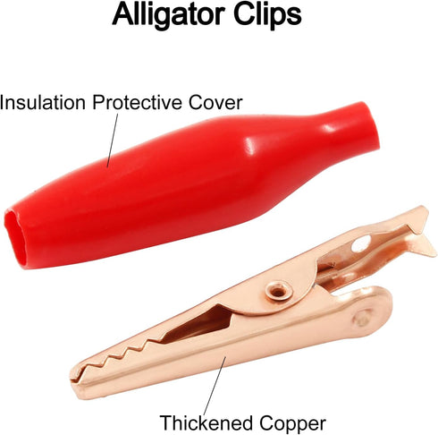 20pcs Heavy Duty Insulated Alligator Clips, 30A Copper Metal Clamps for Electrical Testing