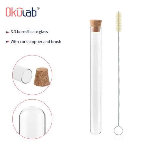 Glass Test Tubes Bulk 50PCS, 16x150mm (20ml) with Corks and Brush, TTGS02A50