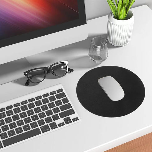 BEAMARKER 8.7 Inch Round Mouse Pad with Stitched Edge Black Small Computer Mouse Mat Non Slip Washable Waterproof