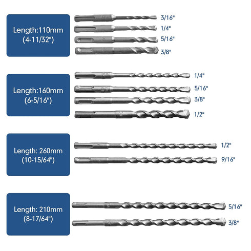 17Pcs SDS-Plus Rotary Hammer Drill Bits and Chisel Set - Carbide-Tipped with Storage Case for Concrete, Brick, Stone