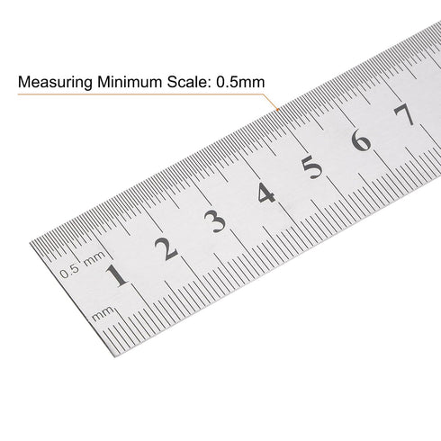 2Pcs Stainless Steel Ruler, 20cm/8" Length x 1/36" Thick x 1" Wide Measuring Tools for Woodworking Craft