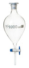 EISCO Squibb Separating Funnel, 1000ml, 29/32 Plastic Stopper, PTFE Key Stopcock, Borosilicate Glass