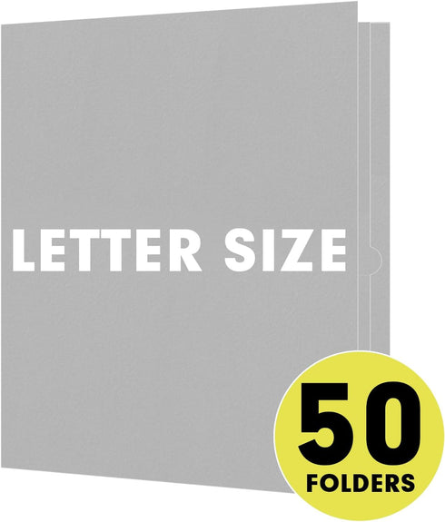 RAZCC 50 Pack Two Pocket Folders, Letter Size Paper Folders with Pockets for School Office Business, Grey