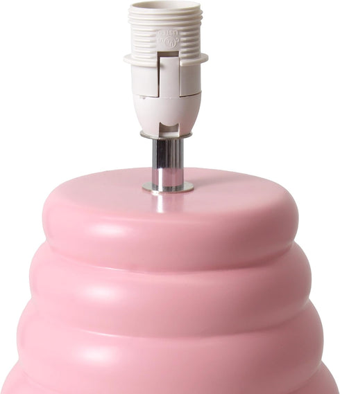 LT1168-RPK 12.68" Simple Designs Chic Glow Mini Stacked Ceramic Table Lamp, Monochromatic Fabric Shade, Small Accent