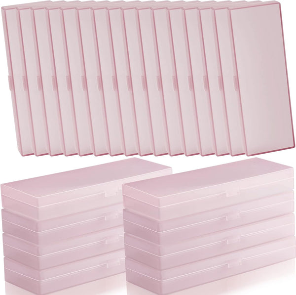 Fainne 24 Pcs Plastic Pencil Case, Frosted Pencil Box with Hinged Lid for School Office