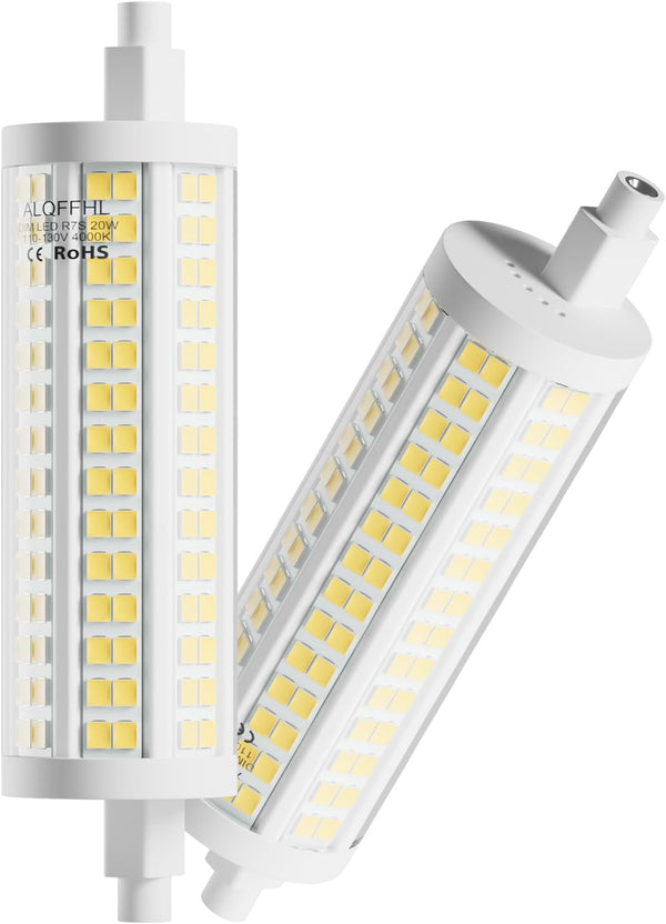R7s 2 Pack 118mm LED Bulb 20W, J Type Double Ended Flood Light, 200W Halogen Replacement, 120V 2500 Lumen