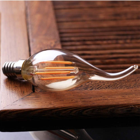 6-Pack E14 4W C35 Dimmable Bulb, 2200K 400LM Bulb, C35 40 110V LED Filament Warm White Edison Candle Flame Shape Bent