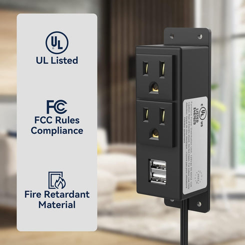 Kungfuking Gun Safe Accessory Electrical Power Outlet Kit, Hidden Outlet Gun Cabinet Accessories with USB, Mountable
