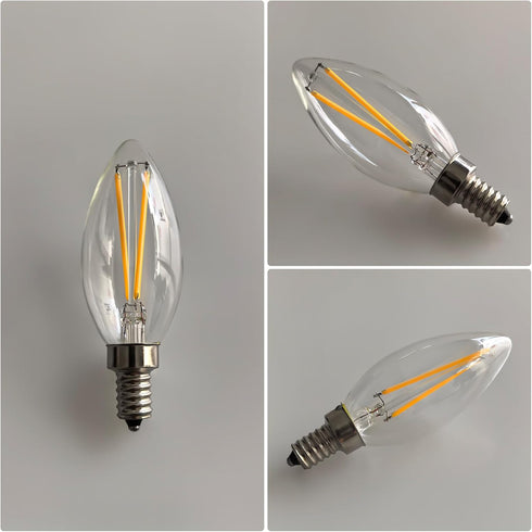 B11/C35 E12 Dimmable Bulb, 4W/40W 2700K 6-Pack LED Filament Candle Equivalent Warm White Clear Glass, Ideal
