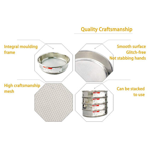 f10×4.5cm 400 Mesh 304 Stainless Lab Sieves, Economy Test Sieve with 304 Stainless Steel Wire Cloth