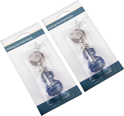 12 Inch Pack 2 uxcell Clear and Blue Glass Pendant Brushed Nickel Pull Chain for Lighting Fans