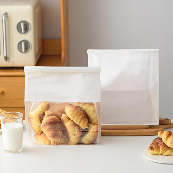Roppolo 50 Pcs 8.6 Inch White Kraft Paper Bread Bags with Tin Tie,