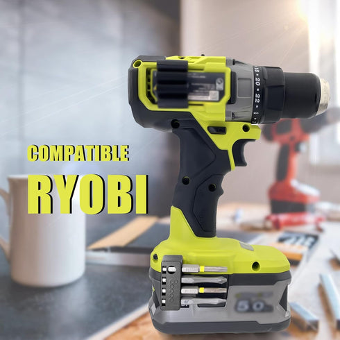 Magnetic 1/4-Inch Hex Bit Holders fit for Ryobi 18v Drill,Hex Screw Bit Storage on Side of Power Drill,Keep Bits Within Reach, Right Side