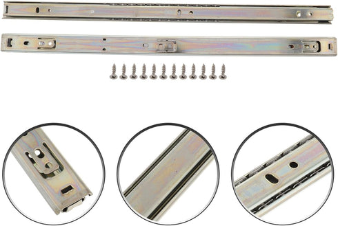 2PCS KOMBIUDA Heavy Duty Keyboard Drawer Slide Galvanized Ball Bearing Full Extension Rail for Bedside Cabinets