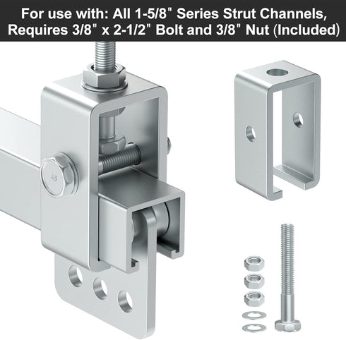 4 Pack Channel Trolley Track Support Hanger Bracket for 1-5/8" Strut Channel, Heavy-Duty Steel Support Bracket