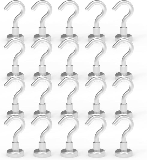 Magnetic Hooks for Refrigerator - 22LBS Super Magnets with Neodymium Rare Earth, Pack of 20