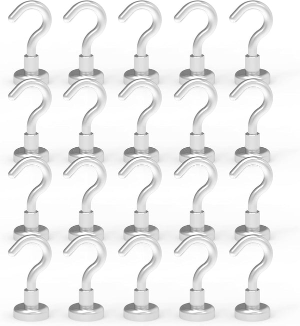 Magnetic Hooks for Refrigerator - 22LBS Super Magnets with Neodymium Rare Earth, Pack of 20