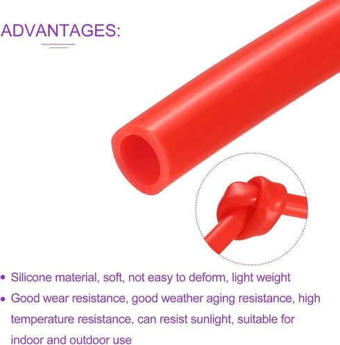 DMiotech 3/8" ID 1/2" OD 3.3 Feet Red Silicone Tube for Water Air Pump