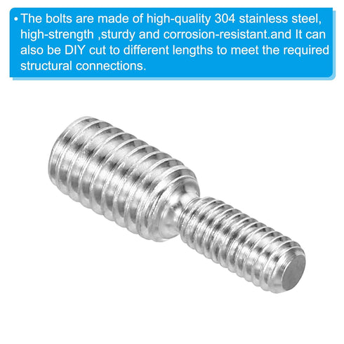 PATIKIL M4xM6x20mm Double End Threaded Stud Screw Bolt, 5 Pack 304 Stainless Steel Rod Bolts