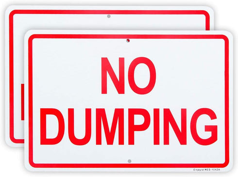 2 Pack No Dumping Sign, 10"x 7" .04" Aluminum Rust Free UV Protected Weatherproof Sign