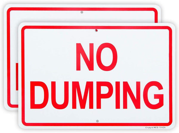 2 Pack No Dumping Sign, 10"x 7" .04" Aluminum Rust Free UV Protected Weatherproof Sign