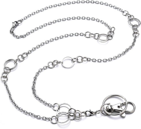 Lanyards for ID Badges - Fashionable Stainless Steel Necklace, Detachable Neck Lanyard for Teachers, Doctors, and Nurses