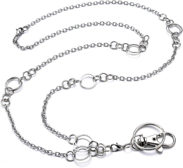 Lanyards for ID Badges - Fashionable Stainless Steel Necklace, Detachable Neck Lanyard for Teachers, Doctors, and Nurses