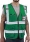 Reflective Vest High Visibility with Pockets and Zipper, Green L
